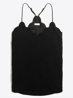 NWOT J. Crew Black Scalloped Neck Cami